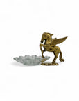 Vintage Brass Pegasus With Glass Trinket Dish- A Set