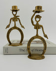 Cowboy Brass Candlestick Holders- A Pair