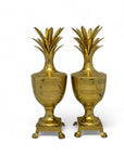 Large Vintage Brass Pineapple Container-A Pair-Hollywood Regency