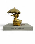 Vintage Brass Duck Under Umbrella
