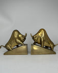 Vintage Brass Charging Bulls-A Pair
