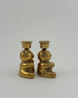 Vintage Brass Teddy Bear Candlestick Holders-A Pair