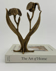 Vintage Brass Flower Candlestick Holder