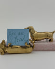 Vintage Brass Dachshund Dogs Affirmation/Note Holder-A Pair