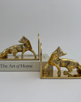 Made in England Brass Fox Bookends — 9.76 lb Pair, 9” Long Woodland Animal Library Decor (Mid-Century / Hollywood Regency)