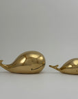 Vintage Brass Whale Pair – Large & Small Coastal Nautical Sculptures