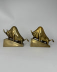 Vintage Brass Charging Bulls-A Pair