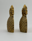 Rosenthal Netter Brass Pineapple Bookends – 8” Tall Vintage Mid Century Hollywood Regency Decor