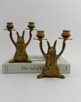 Vintage Brass Rabbit Candleholders-A Pair