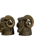 Vintage Brass Ram Head Bookends