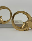 Vintage Brass Rams with Curled Horns-A Pair