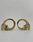 Vintage Brass Rams with Curled Horns-A Pair