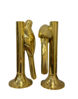 Oversized Hollywood Regency Brass Parrot Candlesticks — Pair-Over 1 Foot Tall