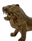 Vintage Brass Lion Figurine – Majestic Mid-Century Modern Roaring King (14”)