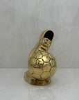 Vintage Brass Soccer Cleat and Ball Figurine