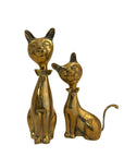 Mid-Century Modern Brass Cat Figurine Pair with Bow Ties – Vintage Whimsical Feline Décor