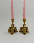 Vintage Brass Elephant Candleholders-A Pair