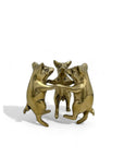 Vintage Brass Frolicking Pigs Holding Hands