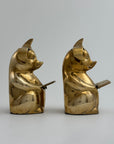 Vintage Brass Reading Pigs – Set of 2