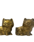 Vintage Brass Cat Planter Pair