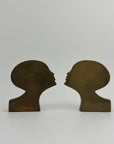 Rare Mid-Century Modern Brass Kissing Profile Sculptures-A Pair