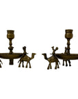 Pair of Vintage Brass Camel Candlestick Holders — Middle Eastern Bohemian Elegance