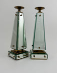 Pair of Vintage Maitland-Smith Mirrored Obelisk Candlesticks