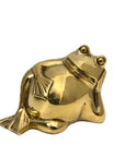 Vintage Polished Unlacquered Brass Relaxed Frog Sculpture Over 3 Pounds- Made in Korea