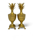 Large Vintage Brass Pineapple Container-A Pair-Hollywood Regency