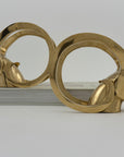 Vintage Brass Rams with Curled Horns-A Pair