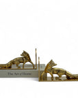 Made in England Brass Fox Bookends — 9.76 lb Pair, 9” Long Woodland Animal Library Decor (Mid-Century / Hollywood Regency)