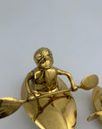 Vintage Brass Duck and Duckling Paddling Boats-A Pair
