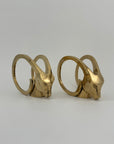 Vintage Brass Rams with Curled Horns-A Pair