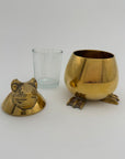 Vintage Brass Frog Lidded Trinket/Candle Pot