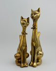 Large Vintage Brass Cats With Bow Tie-A Pair