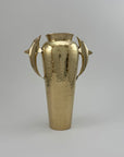 Vintage Brass Dolphin Vase – 12” Tall Hammered Coastal Nautical Decor, Hollywood Regency Style, Dolphin Handles
