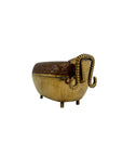 Vintage Brass Goat Trinket Dish With Enameled Etchings