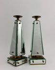 Pair of Vintage Maitland-Smith Mirrored Obelisk Candlesticks