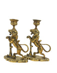 Vintage/Antique Brass Lion Candleholders- A Pair