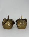 Pair of Vintage Brass Anthropomorphic Apple Sculptures