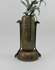 Vintage Brass Hammered Vase With Horse Head Handles