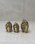 Vintage Brass Owl Family- A Set of Three
