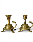 Vintage Brass Turtle Candlestick Holders- A Pair