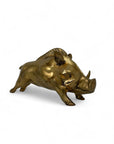 Vintage Brass Warthog Sculpture – Large & Substantial 14” Statement Piece (4.4 lbs)