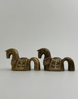 Pair of Vintage Trojan Horse Brass Candleholders