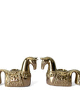 Vintage Brass Trojan Horse Candlestick Holders-A Pair