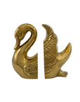 Vintage Brass Swan Bookends- A Pair