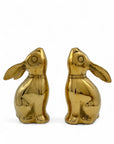 Vintage Brass Moon Gazing Bunnies-A Pair