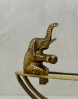 Rare Vintage Brass Figurine of Elephants Enjoying a Tennis Match on a Teeter-Totter