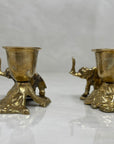 Vintage Brass Elephant Candlestick Holders-A Pair